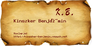 Kinszker Benjámin névjegykártya
